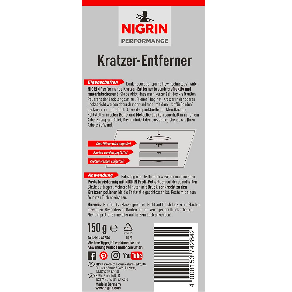 NIGRIN Kratzer-Entferner Universal, 150g, entfernt leichte Kratzer