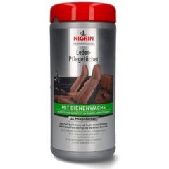 NIGRIN Performance Leder-Pflegetücher mit Bienenwachs салфетки для кожи авто (очистка и защита) (Германия) 36 шт
