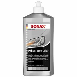 SONAX Polish +Wax Color серый (серебристый) полироль тефлон с воском 500 мл, Цвет: Серый, Объем: 500 мл