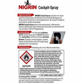 NIGRIN Cockpit-Spray Neutral пенный 45-дневный очиститель протектант для пластика нейтральный 400 мл, изображение 4