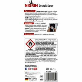 NIGRIN Cockpit-Spray Zitrone пенный 45-дневный очиститель протектант для пластика лимон 400 мл, изображение 5