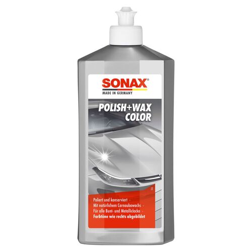 SONAX Polish +Wax Color серый (серебристый) полироль тефлон с воском 500 мл, Цвет: Серый, Количество: 500 мл