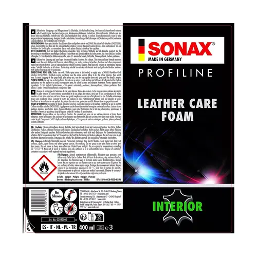 SONAX PROFILINE Leather Care Foam пена для ухода за кожей автомобиля 400 мл, изображение 7