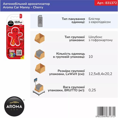 Ароматизатор Aroma Car Manny Cherry: сочный аромат вишни, изображение 3