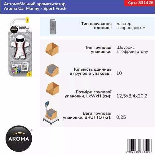 Ароматизатор Aroma Car Manny Sport Fresh: энергия и свежесть, изображение 3