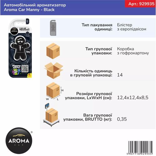 Ароматизатор Aroma Car Manny Black: стиль и свежесть, изображение 3