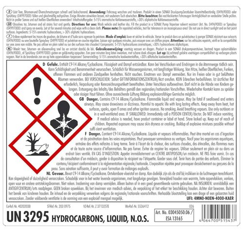 Средство для удаления битума SONAX PROFILINE Teerentferner, 5 л (304505), изображение 4