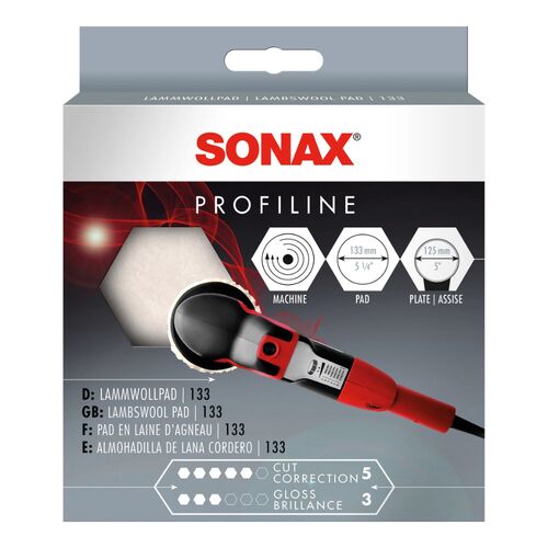 Полировальный круг SONAX PROFILINE Lammwollpad 133 (493141) – овечья шерсть, 133 мм, изображение 2