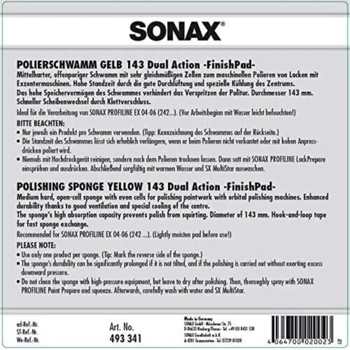 Полировальный круг SONAX Dual Action FinishPad (493341) – желтый, 143 мм, изображение 3