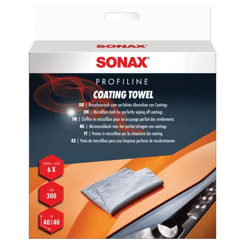 SONAX PROFILINE Coating Towel набор салфеток из микрофибры 40х40 см 300 gsm 6 шт, изображение 2