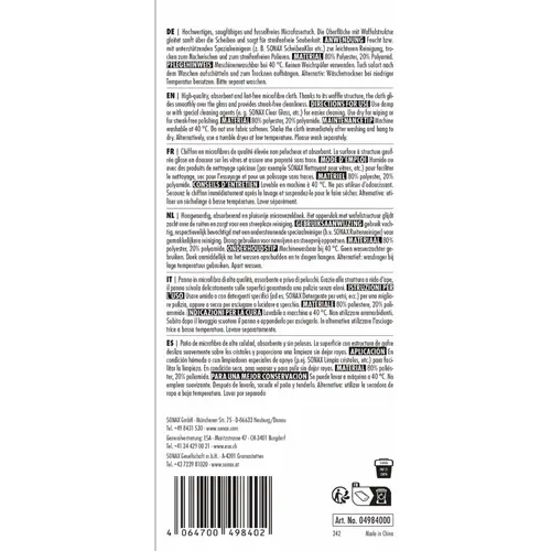 SONAX Microfasertuch Scheibe +Innen микрофибра для стекла и интерьера 38x38 см, изображение 5