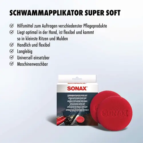 SONAX Schwamm Applikator Super Soft мягкий аппликатор для ухода, изображение 8