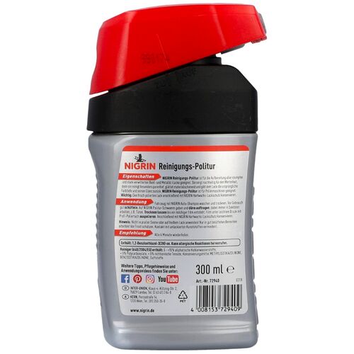 NIGRIN Reinigungs-Politur очищающий полироль для удаления царапин и глубокой очистки 300 мл, изображение 2
