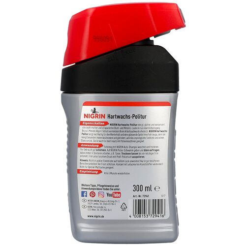 NIGRIN Hartwachs-Politur универсальная восковая полироль 300 мл, изображение 2