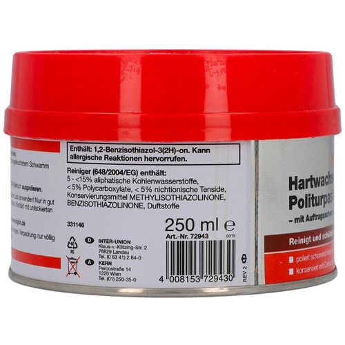 NIGRIN Hartwachs-Politurpaste твердый синтетический воск для защиты кузова 250 мл, изображение 2