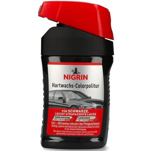 NIGRIN Hartwachs-Colorpolitur Schwarz чорний однокроковий поліроль з PTFE 300 мл, Колір: Чорний, Кількість: 300 мл