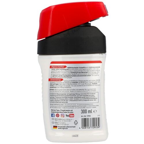 NIGRIN Hartwachs-Colorpolitur Weibe белый одношаговый полироль с PTFE 300 мл, Цвет: Белый, Количество: 300 мл, изображение 2