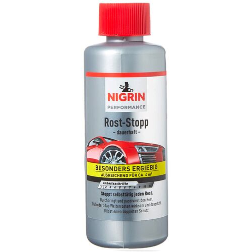 NIGRIN Performance Rost-Stopp высокоэффективный экономный 3-часовой удалитель ржавчины с индикатором (Германия) 200 мл с кистью в комплекте