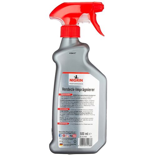 NIGRIN Performance Verdeck Imprägnierer защитная пропитка для мягкой крыши кабриолета (Германия) 500 мл, изображение 2