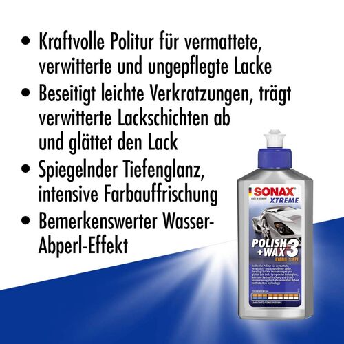 SONAX XTREME Polish + Wax 3 Hybrid NPT очищающий полироль с воском 250 мл, Количество: 250 мл, изображение 6