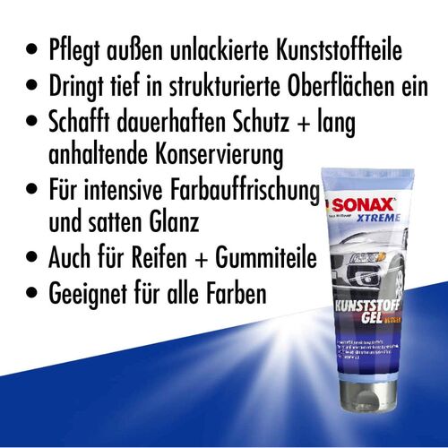 SONAX XTREME Knuststoff Gel (Plastic Restorer) гель для догляду за пластиком автомобіля 250 мл, зображення 6