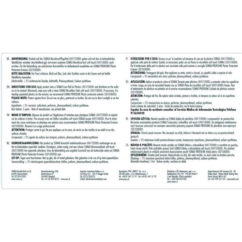 SONAX PROFILINE Sensitive Surface Detailer (Plastic Cleaner) мягкий (деликатный) очиститель пластика 1 л, изображение 3