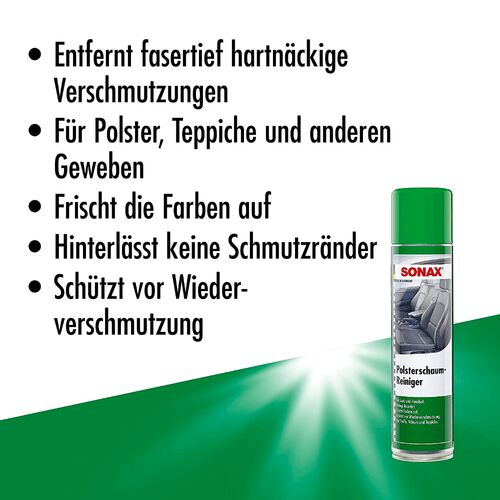 SONAX Foam Upholstery Cleaner пінний очисник плям текстильного салону 400 мл, зображення 6
