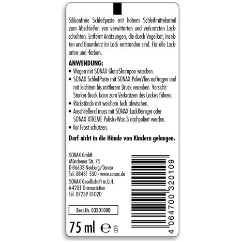 SONAX SchleifPaste универсальный антицарапин для ручного исплльзования 75 мл, изображение 6