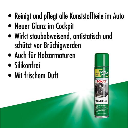 SONAX Cockpitpfleger - lemon-fresh очиститель-полироль пластика глянцевый (лимон) 400 мл, изображение 7