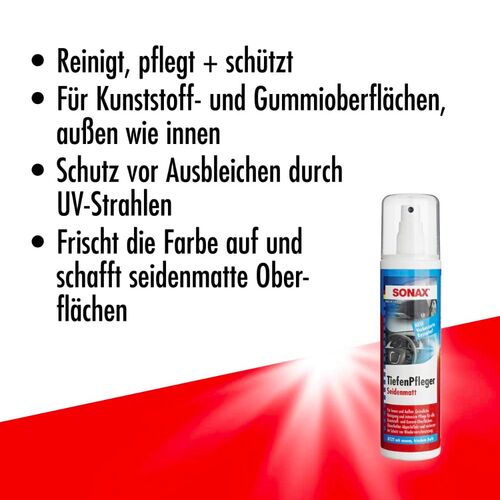 SONAX TiefenPfleger Seidenmatt полироль для пластика и резины с матовым эффектом 300 мл, изображение 7