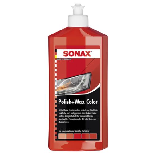 SONAX Polish +Wax Color красный полироль тефлон с воском 250 мл, Цвет: Красный, Количество: 250 мл
