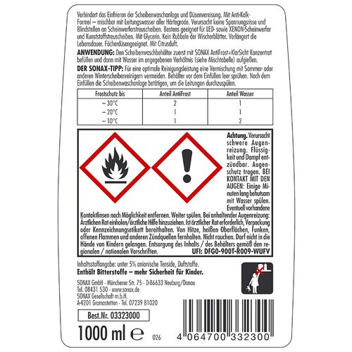 SONAX Anti Frost +KlarSicht зимний концентрат омывателя 1 л -60°C, изображение 6