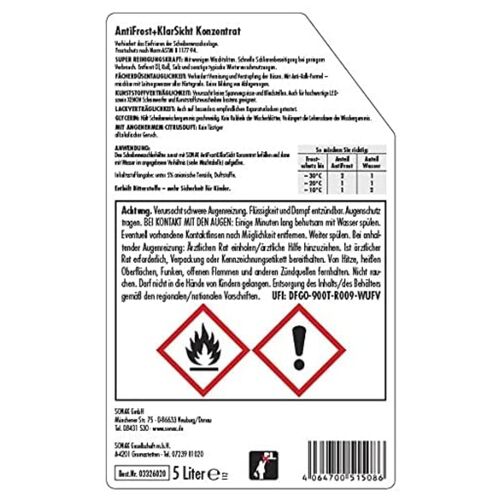 SONAX Anti Frost +KlarSicht зимний концентрат омывателя 5 л -60°C, изображение 3