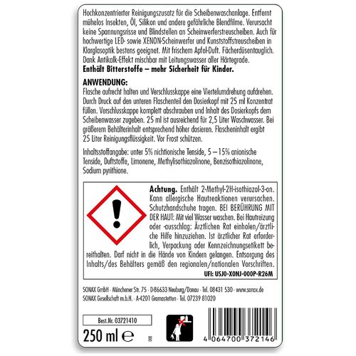 SONAX Clear View 1:100 Apple Fresh концентрат омывателя летний (яблоко) 250 мл, изображение 6