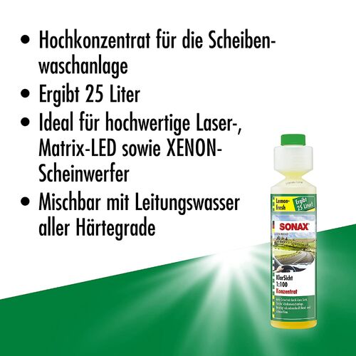 SONAX Clear View 1:100 Lemon Fresh концентрат омывателя летний (лимон) 250 мл, изображение 5
