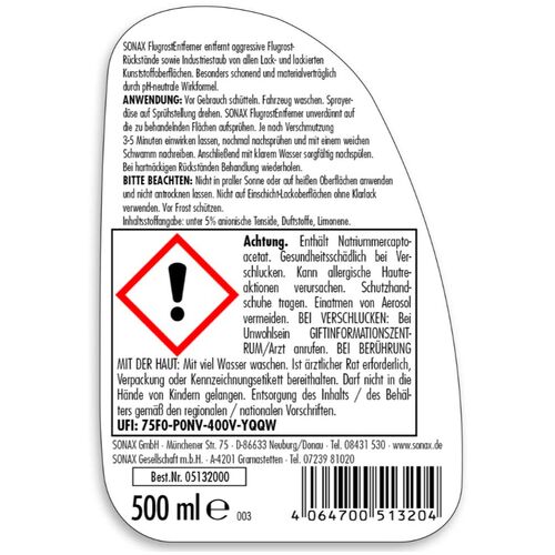 SONAX Flugrost Entferner преобразователь и очиститель ржавчины 500 мл, Количество: 500 мл, изображение 6
