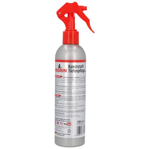 NIGRIN Kunststoff Tiefenpflege Glanzend глубокий очиститель полироль для пластика с глянцевым эффектом 300 мл, изображение 3