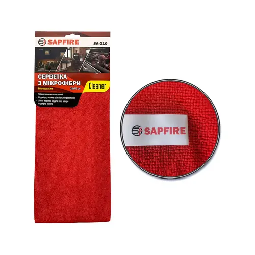 SAPFIRE SA-210 Cleaner червона мікрофібра універсальна 35х40 см, зображення 2