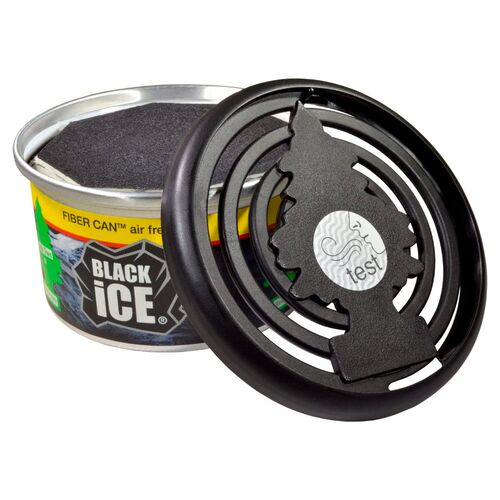 Little Trees Fiber Can Black Ice Air Freshener ароматизатор консерва в подстаканник (под сиденье) с запахом черный лед, изображение 2