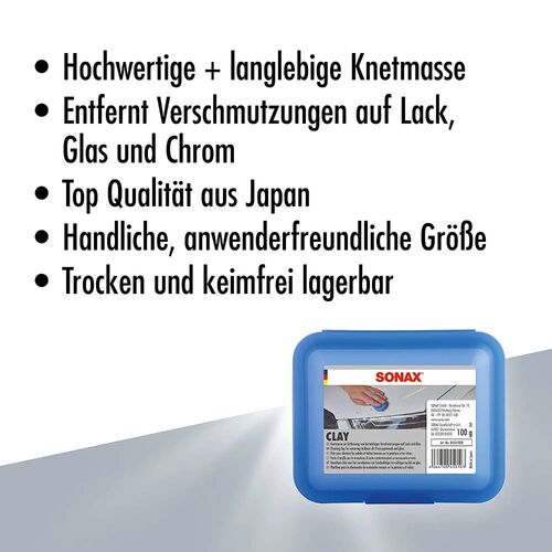 SONAX Clay синяя глина для очистки лакокрасочных поверхностей и стекла 112 г, Цвет: Синий, Количество: 112 г, изображение 5