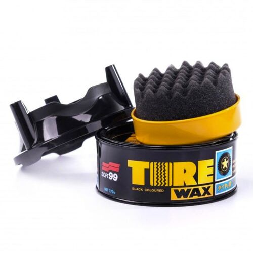 SOFT99 Tire Black Wax гель воск для чернения шин в наборе 170 г