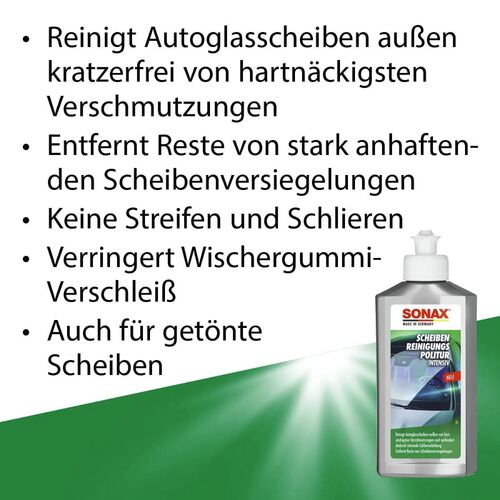 SONAX Scheiben Reinigungs Politur intensiv поліроль для глибокого очищення скла 250 мл, зображення 6