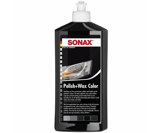 SONAX Polish +Wax Color чорний поліроль тефлон з воском 250 мл, Колір: Чорний, Обʼєм: 250 мл