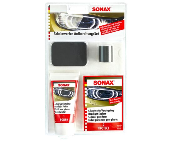 SONAX Headlight Restoration Kit набір для реставрації та захисту пластикових фар 89 мл