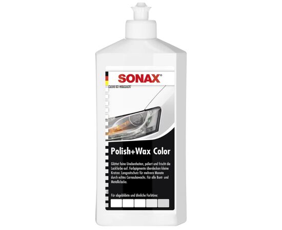 SONAX Polish +Wax Color білий поліроль тефлон з воском 500 мл, Колір: Білий, Обʼєм: 500 мл