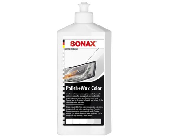 SONAX Polish +Wax Color белый полироль тефлон с воском 250 мл, Цвет: Белый, Объем: 250 мл