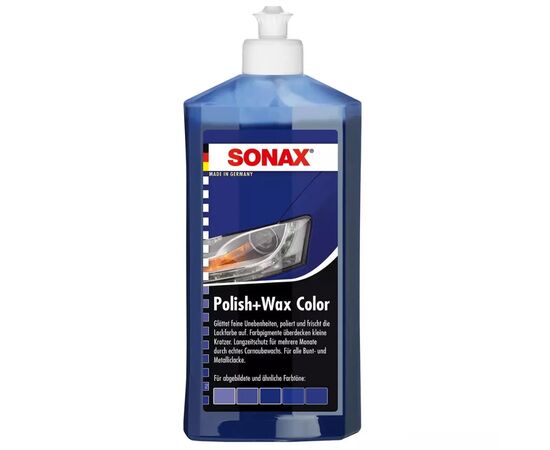 SONAX Polish +Wax Color синій поліроль тефлон з воском 250 мл, Колір: Синій, Обʼєм: 250 мл