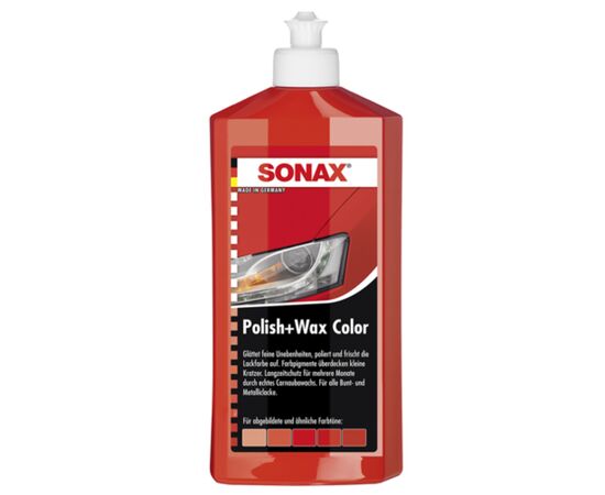 SONAX Polish +Wax Color красный полироль тефлон с воском 250 мл, Цвет: Красный, Объем: 250 мл