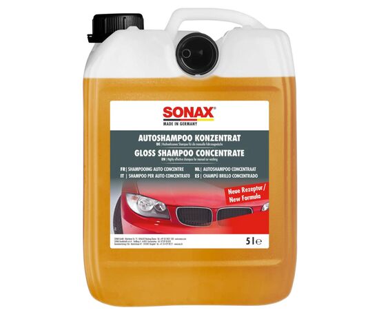 SONAX Glanz Shampoo Konzentrat автошампунь консервант із блиском 5 л, Запах: Без запаху, Обʼєм: 5 л