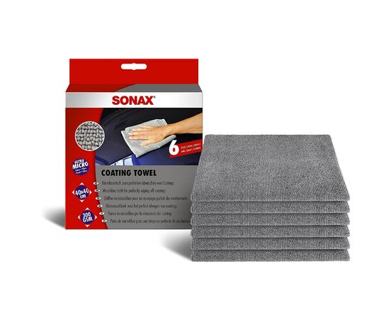 SONAX Coating Towel набор салфеток из микрофибры 40х40 см 300 gsm 6 шт